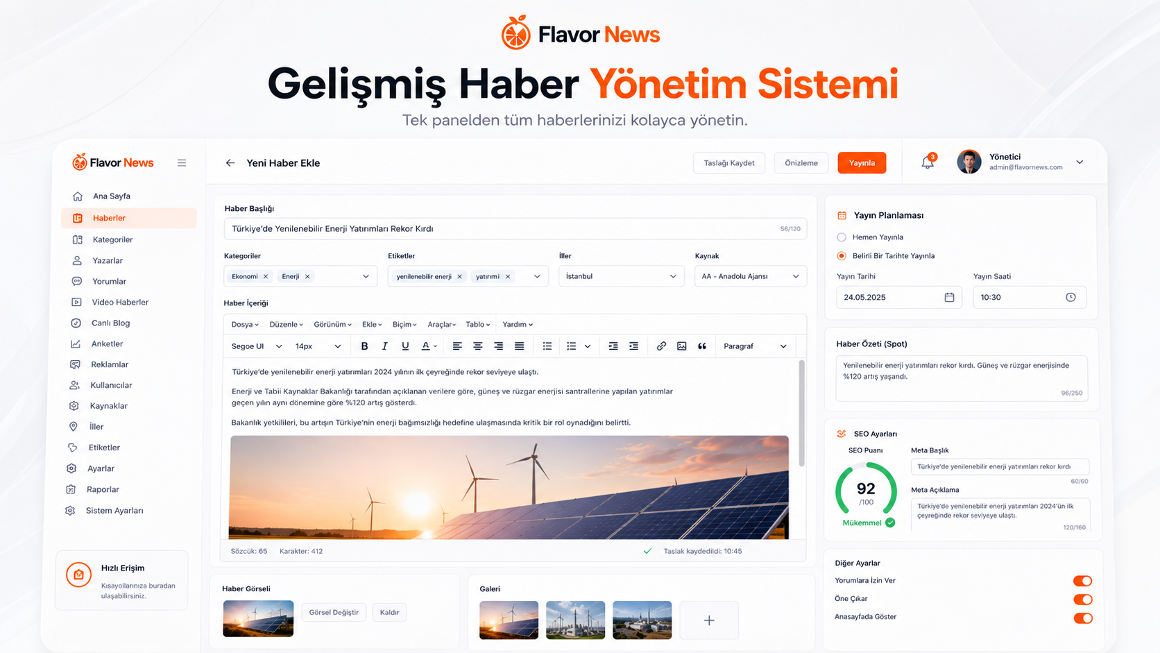 Gelişmiş Haber Yönetim Sistemi